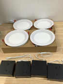 Commercial electric 91480 Slim Baffle 6 in. Adjustable CCT Canless New Construction & Remodel IC Rated Dimmable LED Recessed Light Kit (4-Pack)