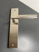 Emtek 8141US15 10 Inch Stretto Rectangular Passage Sideplate Entry Set from the Brass Modern Collection - Satin Nickel