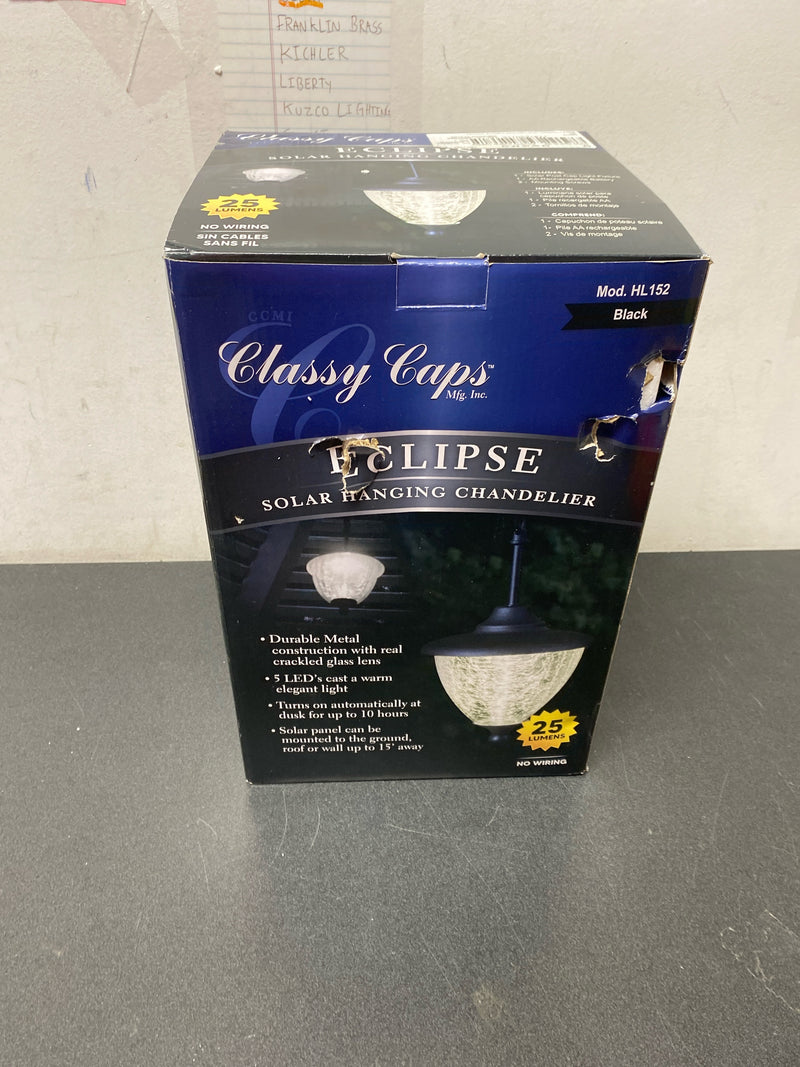 Classy Caps HL152 Eclipse 6-1/2" Wide LED Solar Outdoor Pendant Light - Black