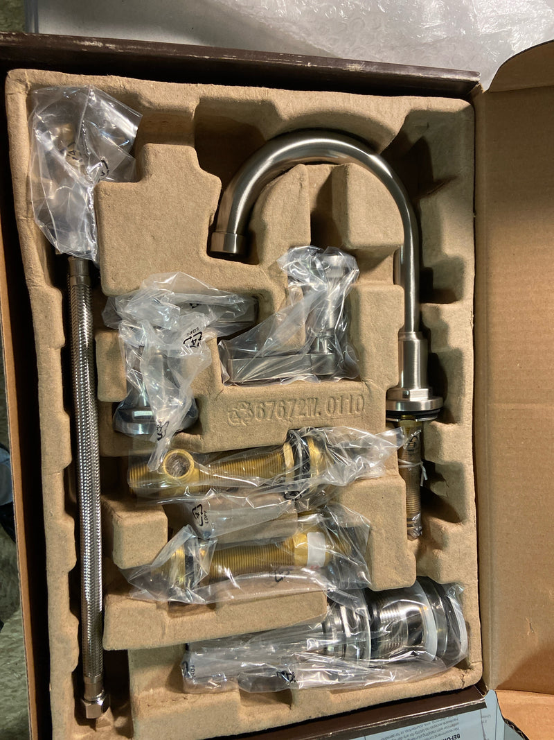 Signature Hardware 447887 Greyfield 1.2 GPM Widespread Bathroom Faucet with Metal Lever Handles and Pop-Up Drain Assembly