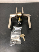 Emtek 5123HLOUS15RH Helios Right Handed Single Cylinder Keyed Entry Door Lever Set with Modern Rectangular Rose - Satin Nickel
