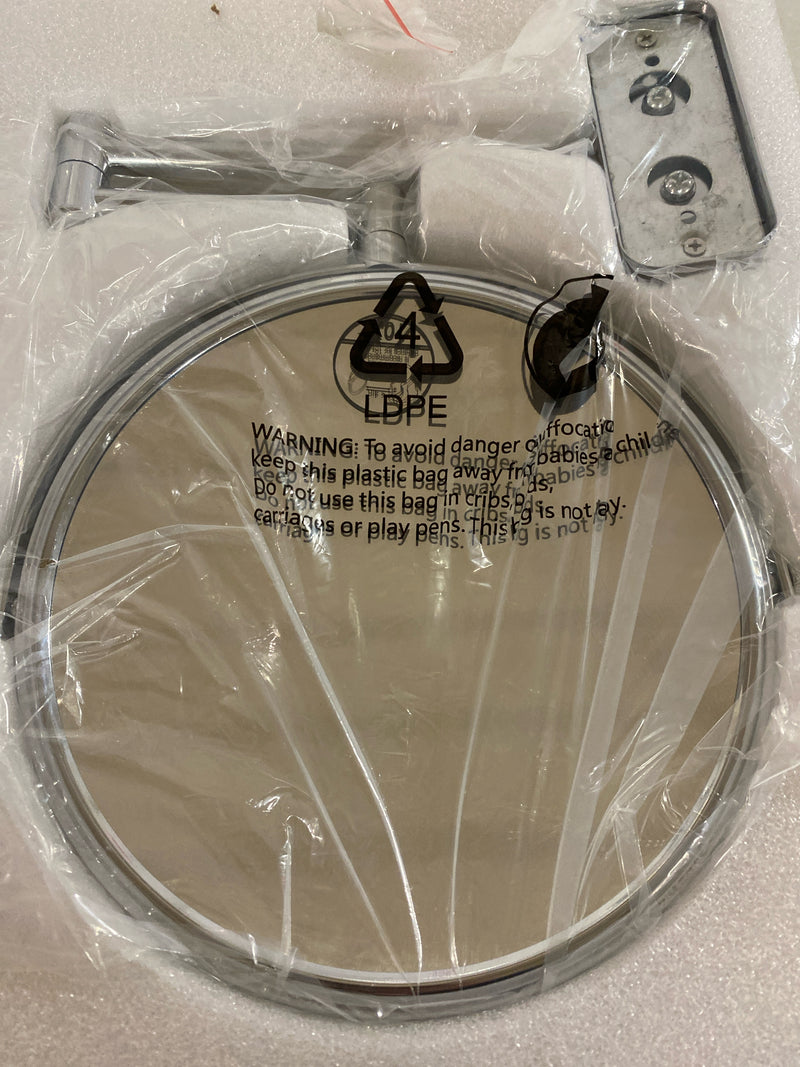 LANSI Wall Mounted Makeup Mirror, 10x/1x Double-Sided Magnifying Mirror, 360° Extendable Arm Bathroom Mirror, 8 inch Vanity Mirror for Makeup or Shaving Chrome Finish