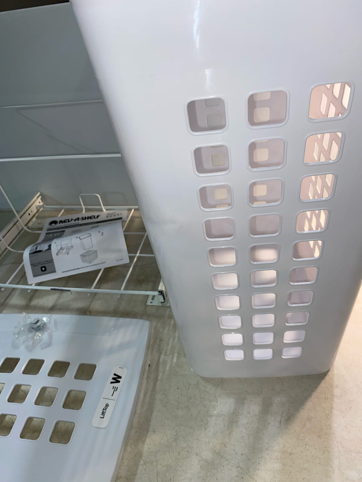 Rev-A-Shelf HPRV-1925 S Value Line 18-3/4"W Polymer Pull Out Laundry Basket Clothes Hamper with Lid - White