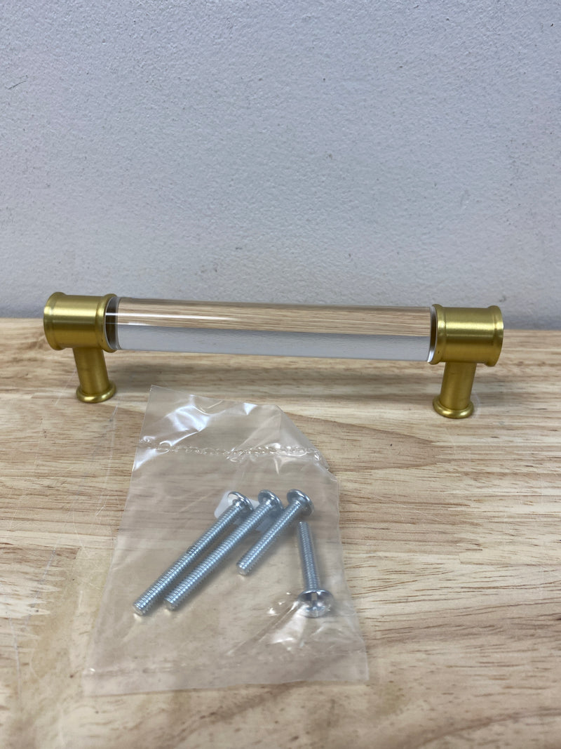 Hickory Hardware P3635-CABGB Midway 5-1/16 Inch (128mm) Center to Center Acrylic Clear Bar Cabinet Handle / Drawer Pull - Crysacrylic with Brushed Golden Brass