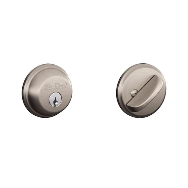 Schlage Satin Nickel Single Cylinder Deadbolt-B60N 619