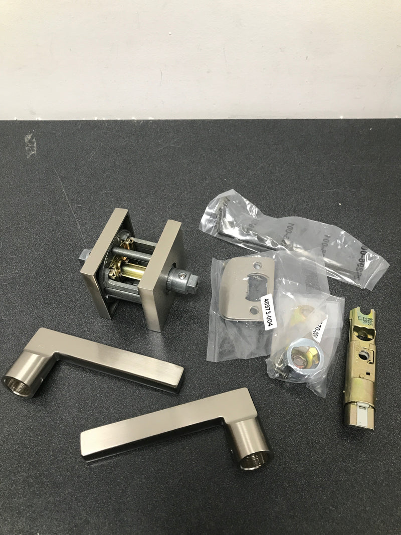 Baldwin Reserve Square Satin Nickel Universal Hall/Closet Door Lever with Contemporary Square Rose