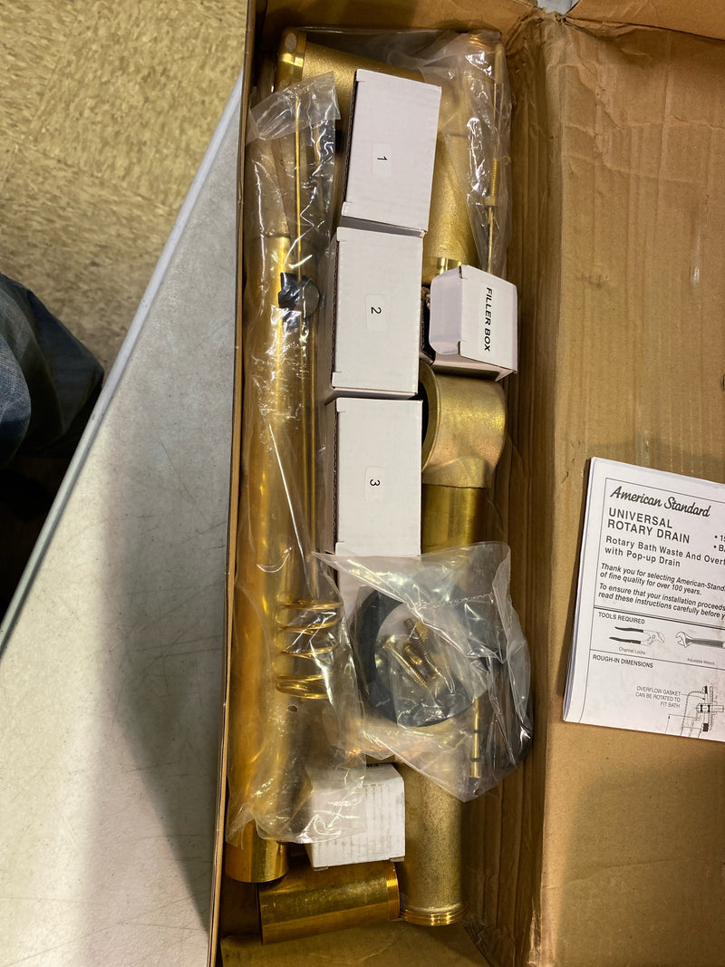 American Standard 1583470.295 Universal Drain Minimum Depth: 14" Maximum Depth: 18-1/2" Shoe Adjustability: 6-1/8" - 8-1/8" - Brushed Nickel