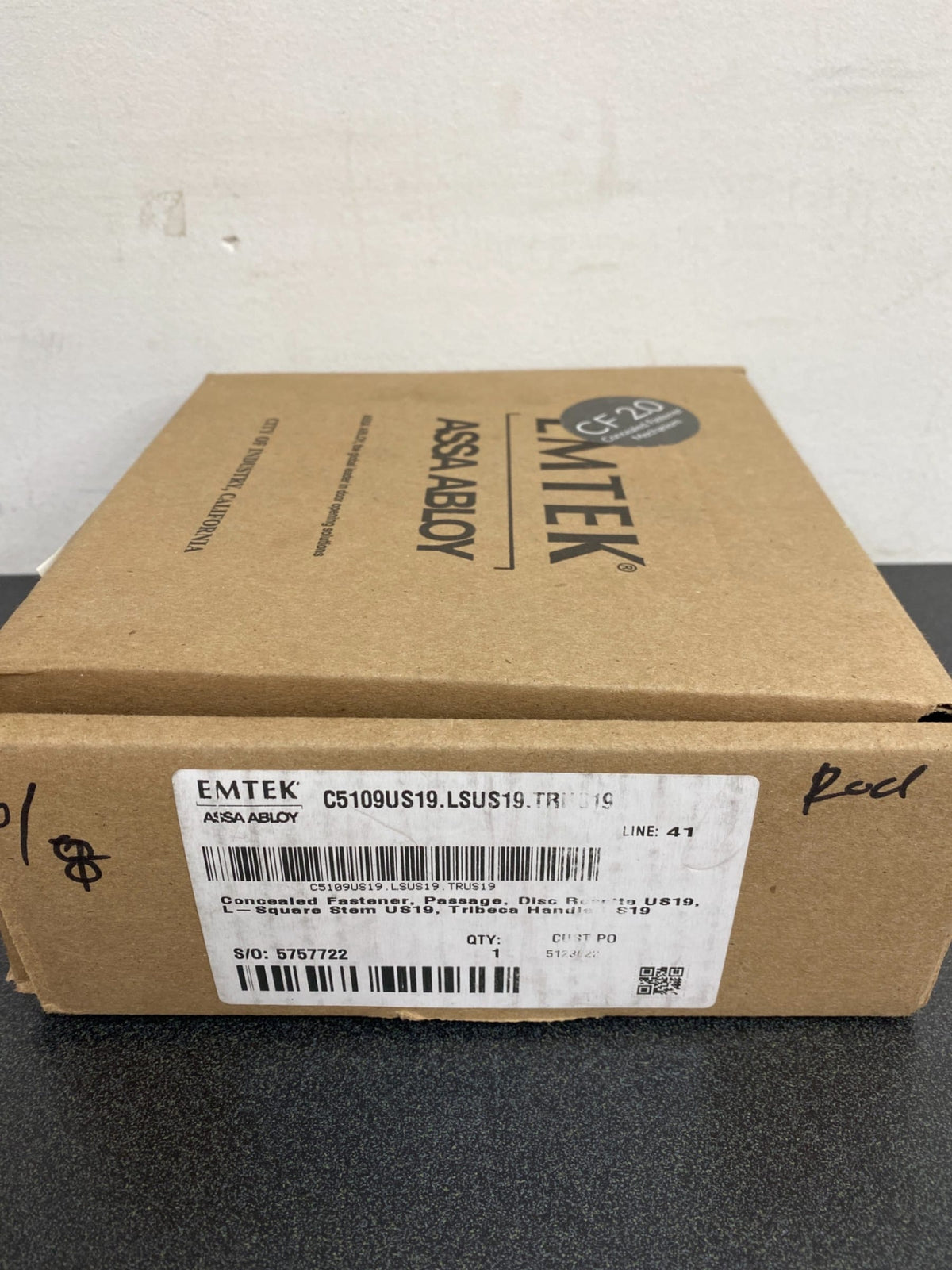 Emtek C510TRUS19 Tribeca Passage Door Lever Set from the SELECT Brass Collection with CF Mechanism - Flat Black