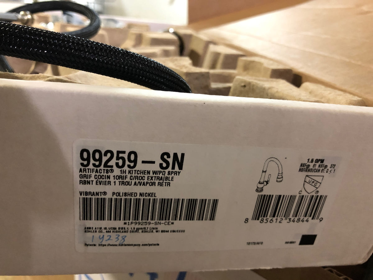 Kohler K-99259-SN Artifacts 1.5 GPM Single Hole Pull Down Kitchen Faucet - Vibrant Polished Nickel