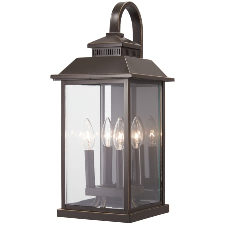 The Great Outdoors 72592-143C Miner's Loft 4 Light 20-3/4" Tall Outdoor Wall Sconce with Square Glass Shade - Oil Rubbed Bronze / Gold