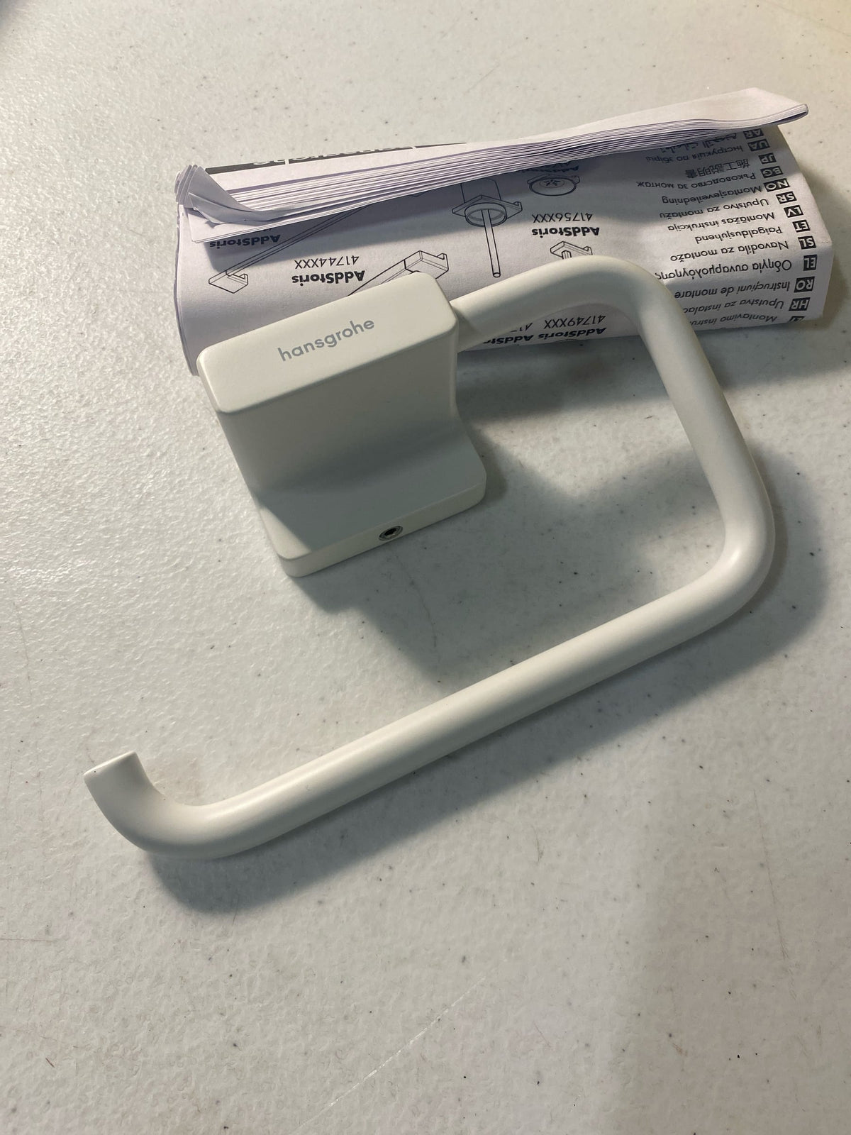 hansgrohe AddStoris Roll Holder with Shelf in Matte White 3-inch Accessories in Matte White, 41772700