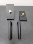 Baldwin FDTUBCFR190 Tube Non-Turning Two-Sided Dummy Door Lever Set with 5 Inch Rectangle Rose from the Reserve Collection - Satin Black