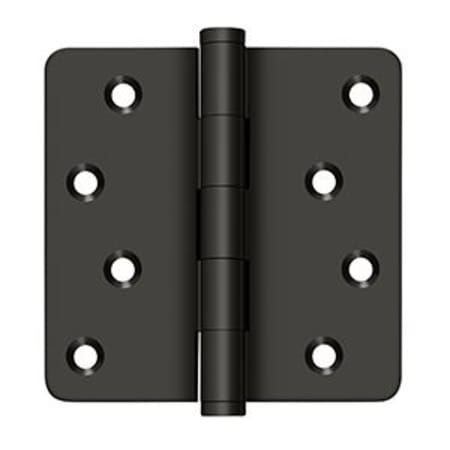 Deltana DSB4R410B-RZ 4" x 4" Solid Brass 1/4" Radius Corner Plain Bearing Full Mortise Hinge with Zig Zag Hole Pattern - Pair - Oil Rubbed Bronze