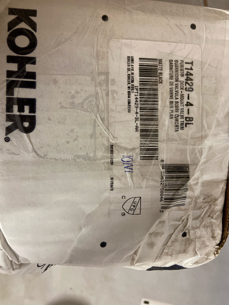 Kohler K-T14429-4-BL Purist Deck or Wall Mounted Lever Handles for Tub Faucet - Matte Black