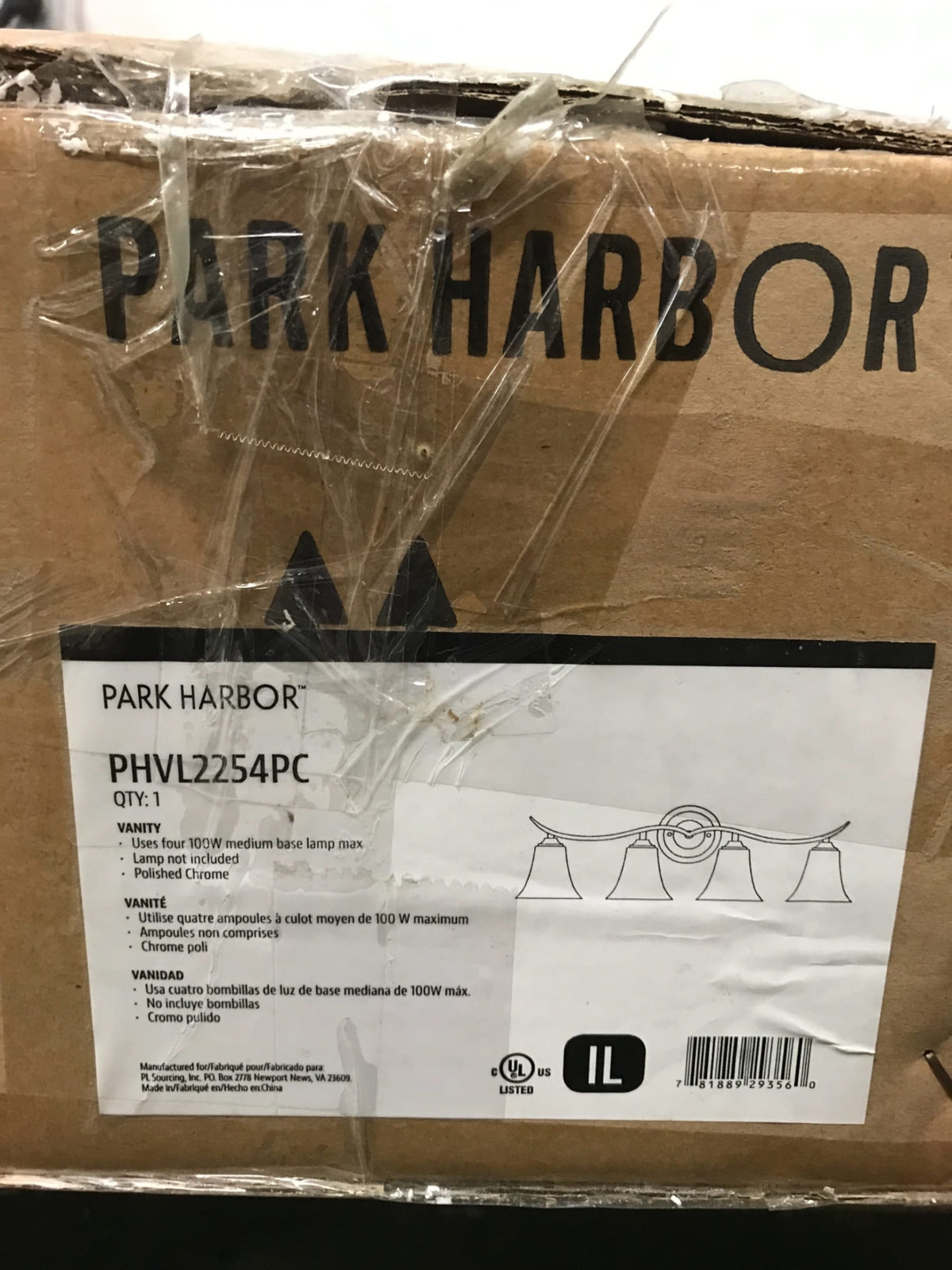 Park Harbor Columbus 31" Wide 4 Light Bathroom Fixture Polished Chrome