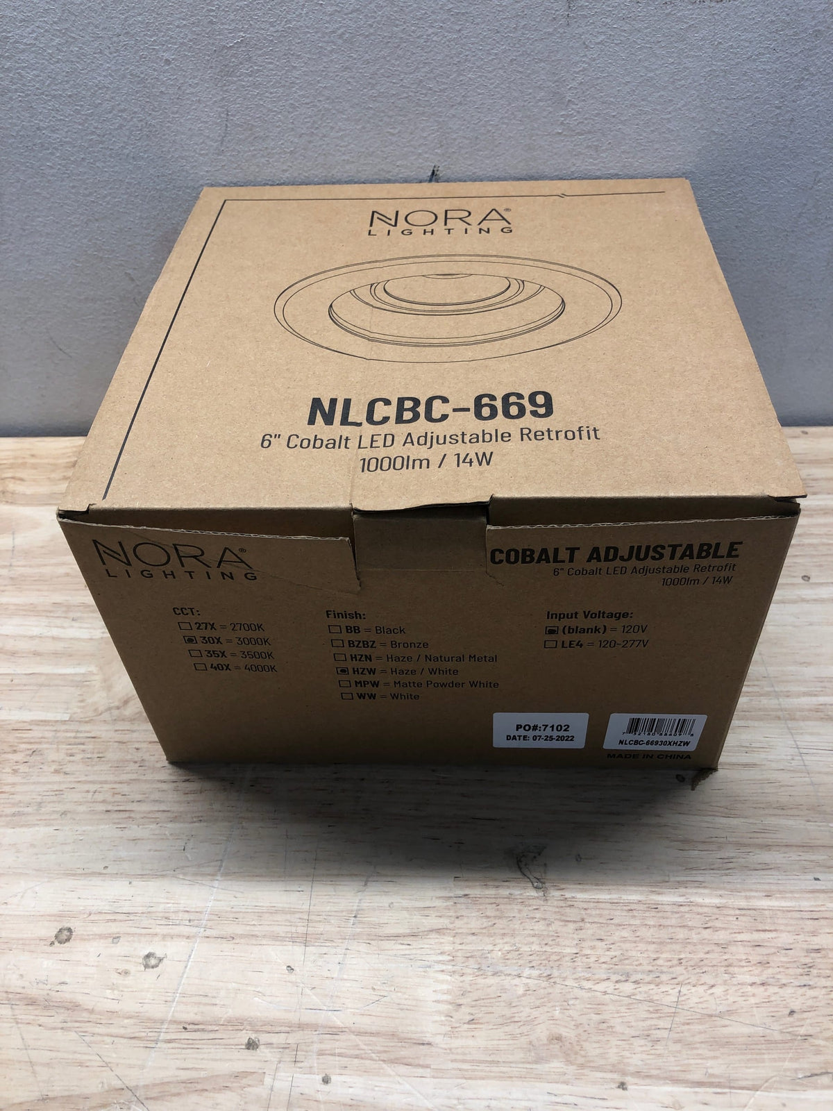 Nora Lighting NLCBC-66930XHZW Cobalt Adjustable 6" LED Adjustable Recessed Trim - 3000K - 1000 Lumens - Haze / White