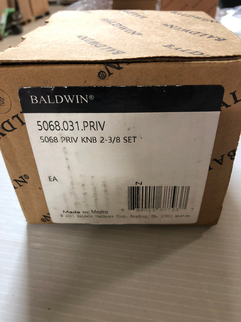 Baldwin 5068031PRIV 5068 Privacy Door Knob Set with 5070 Rose from the Estate Collection - Non-Lacquered Brass