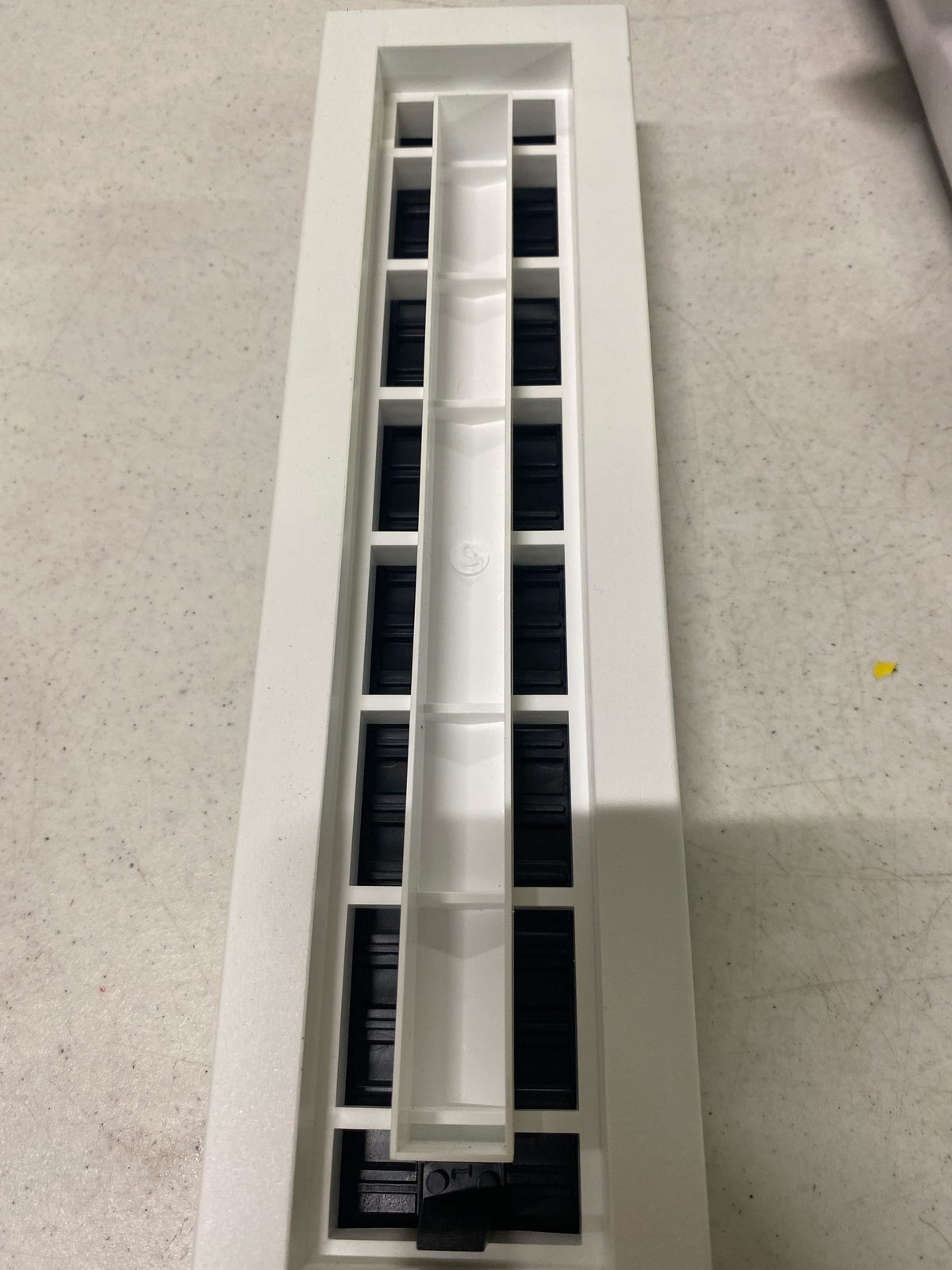 Inte-Grates IGFPD212-WH Flush Floor Matching Vent 2x12 Drop-in Plastic Floor Register, Sliding Damper for Airflow Control, Easy DIY Installation, White