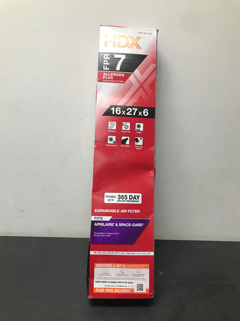 Hdx HDX-A401-11-6 28 in. x 16 in. x 6 in. Space-Guard Replacement Pleated Air Filter (Without Frame) FPR 7, MERV 11