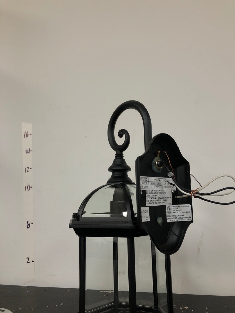 Kichler 9735BK Barrie 16" Outdoor Wall Light with Beveled Glass Panels - Black