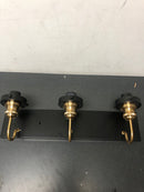 Uolfin 628A8AVEUVI31W4 Modern Farmhouse Bathroom Wall Sconce, 4-Light Black and Brass Transitional Bell Vanity Light with Clear Glass Shades