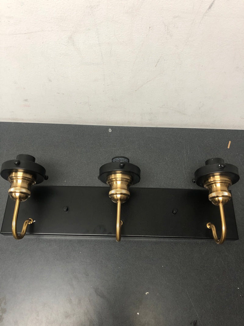 Uolfin 628A8AVEUVI31W4 Modern Farmhouse Bathroom Wall Sconce, 4-Light Black and Brass Transitional Bell Vanity Light with Clear Glass Shades