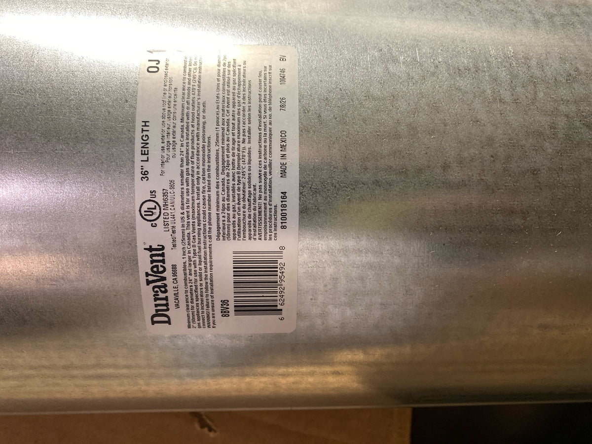 36" Length 8" Duravent Pipe
