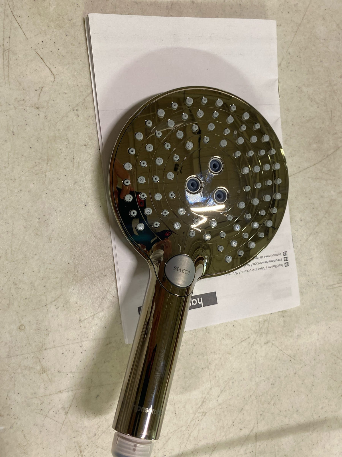 hansgrohe Raindance Select S Low Flow 5-inch Handheld Shower Head Modern 3 -Spray PowderRain, Rain, Whirl 26036831
