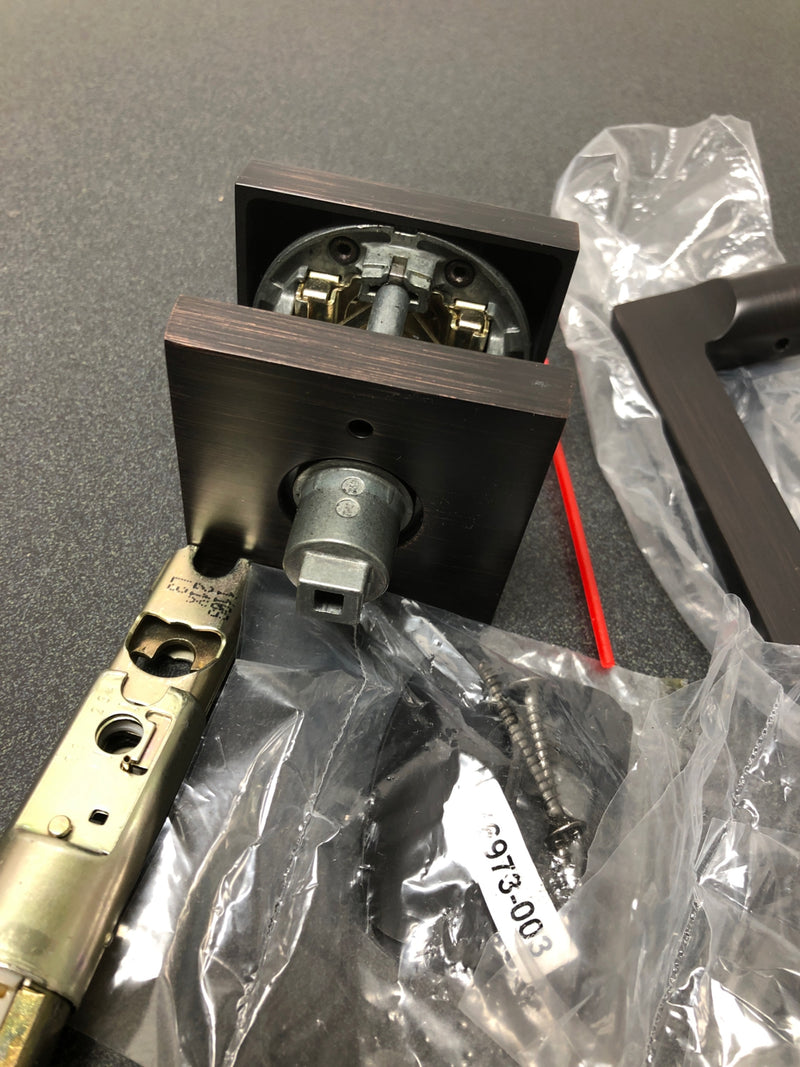 Baldwin PVSQUCSR112 Square Privacy Lever Set with Contemporary Square Rose - Venetian Bronze