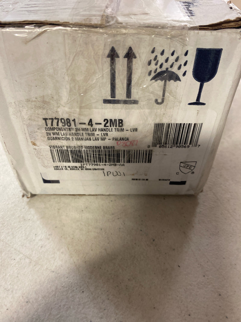 Kohler K-T77981-4-2MB Components Wall Mount Lever Handles Trim for Bathroom Faucet - Vibrant Brushed Moderne Brass