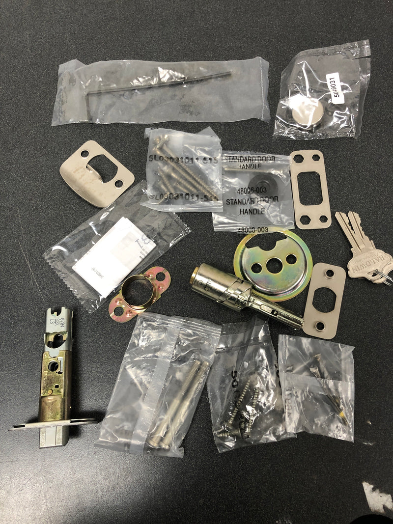 Baldwin 180TPEXTOLSLB15S Torrey Pines Full Plate Keyed Entry Single Cylinder Door Handleset from the Prestige Collection - Satin Nickel