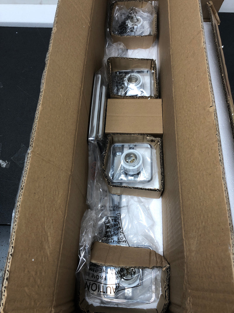 Progress Lighting P2196-15 Metric 4 Light 31" Vanity Light with Patterned/Etched Glass - Polished Chrome