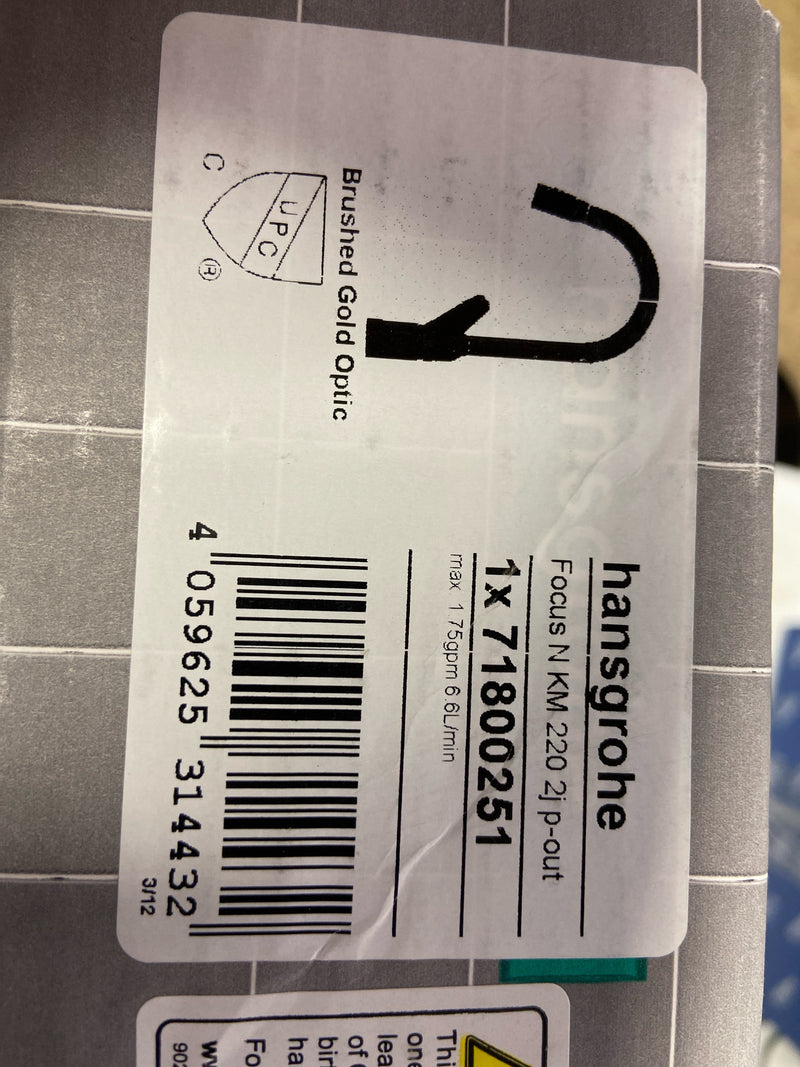 Hansgrohe 71800251 Focus N 1.75 GPM Pull-Down Kitchen Faucet HighArc Spout with Magnetic Docking & Toggle Spray Diverter - Brushed Gold Optic