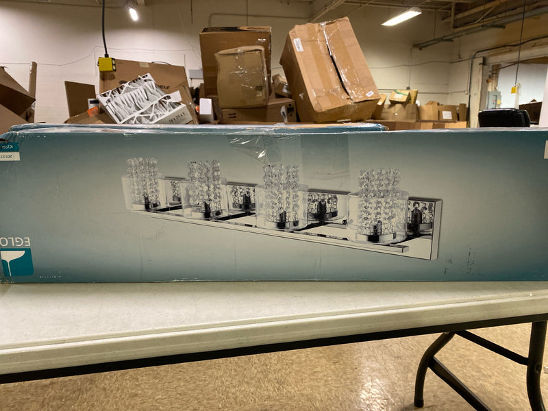 Eglo 201773A Kissling 34.65 in. W x 6.65 in. H 4-Light Chrome Bathroom Vanity Light with Clear Glass with Crystal Strands