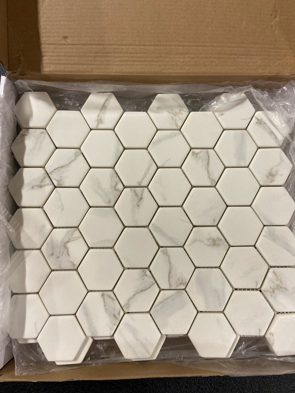 Shaw 483TS-00150 Dreamscape - 2" x 2" Hexagon Floor and Wall Tile - Glossy Visual - Sold by Sheet (0.95 SF/Sheet) - Carrara