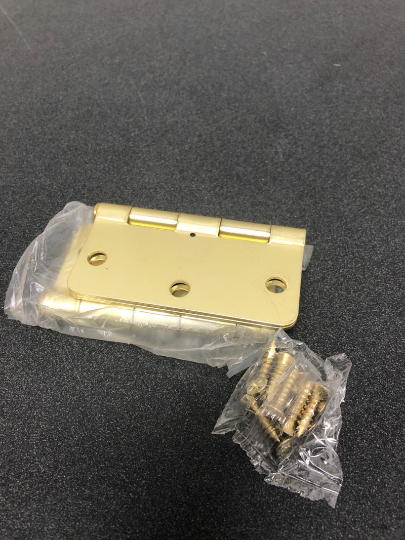 Deltana S35R44 3-1/2 x 3-1/2 Plain Bearing 1/4" Radius Corner Full Mortise Hinge - Pair - Satin Brass