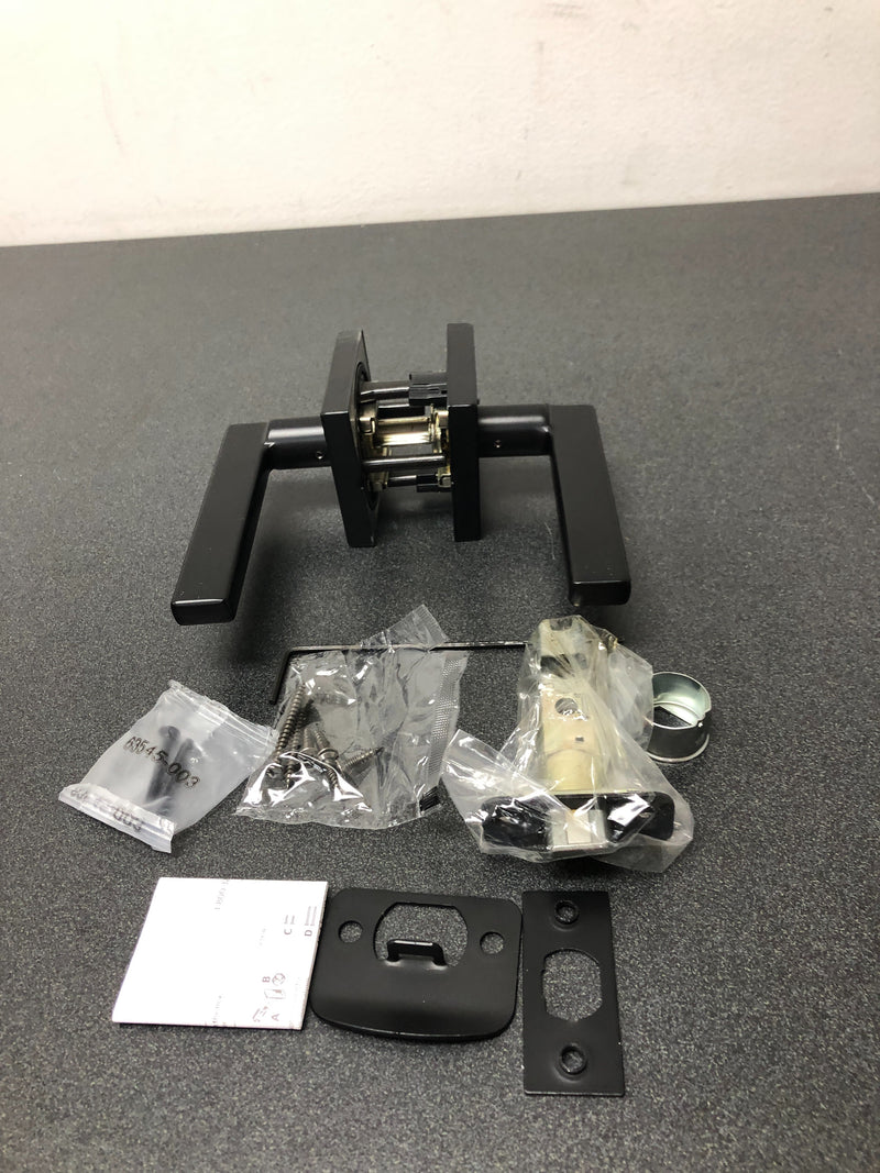 Kwikset 730HFLSQT-514 Halifax Privacy Door Lever Set with Square Rose - Matte Black