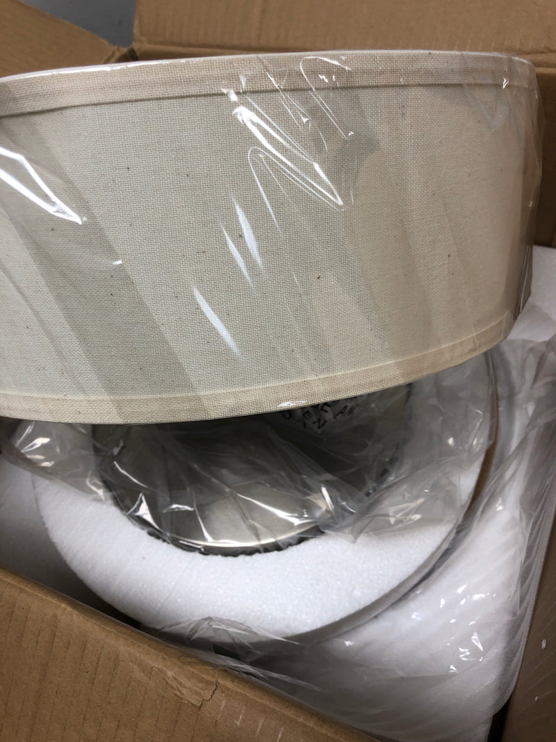 Progress Lighting P3713-09 Brushed Nickel Inspire 2 Light 13" Wide Flush Mount Drum Ceiling Fixture with Fabric Linen Shade