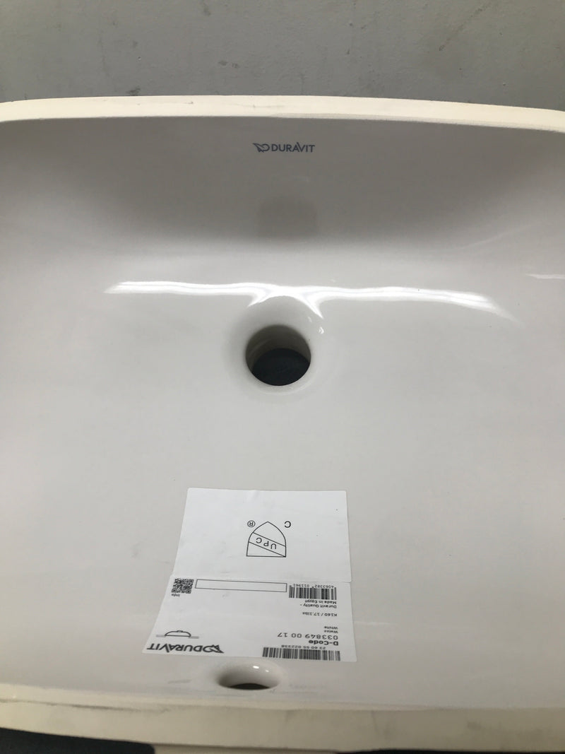Duravit 0338490017 D-Code 20-5/8" Oval Ceramic Undermount Bathroom Sink with Overflow - White