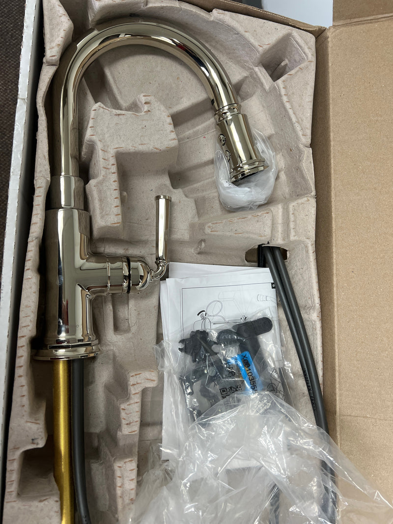Brizo 63974LF-PN Rook 1.8 GPM Single Hole Pull Down Prep Kitchen Faucet with MagneDock - Brilliance Polished Nickel