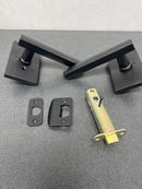 Emtek 5212HLOUS19LH Helios Left Handed Privacy Door Lever Set with Modern Rectangular Rose - Flat Black