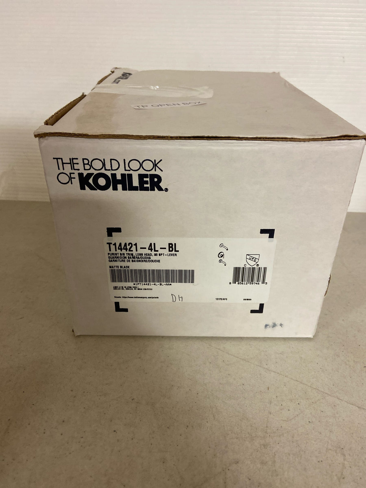 Kohler K-T14421-4L-BL Purist Single Handle Wall Mount Tub and Shower Trim Kit without Showerhead in Matte Black (Valve Not Included)