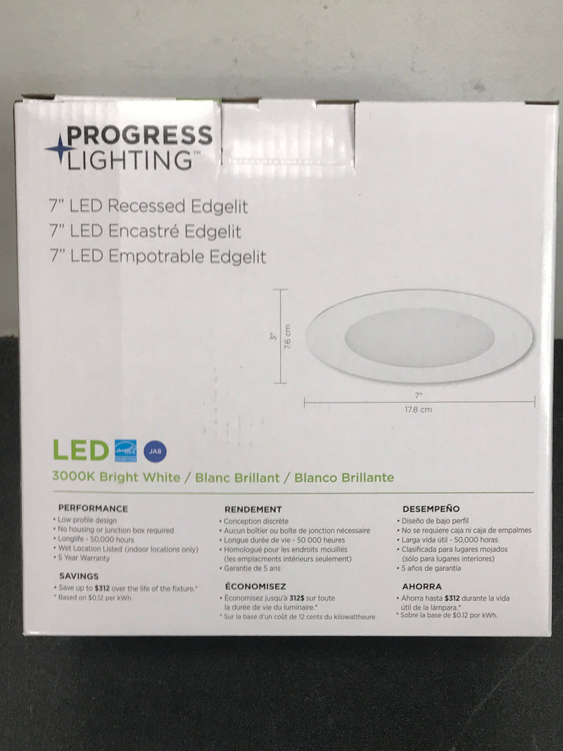 Progress lighting P800005-028-30 Progress Lighting 7 in. 3000K White Integrated LED Recessed Trim