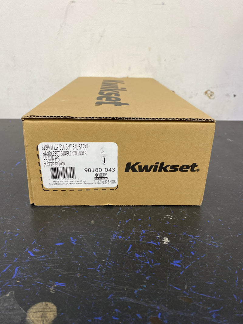 Kwikset 818PVHLIP-S.STRKP Prava Sectional Single Cylinder Keyed Entry Exterior Pack Handleset with SmartKey - Matte Black