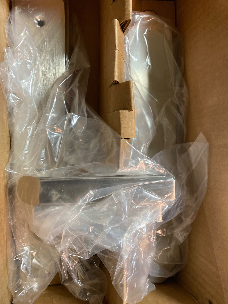 Emtek 1485US15 Classic Brass Door Configuration 4 Inactive Multi Point Trim Lever Set with American Cylinder Above Handle - Satin Nickel