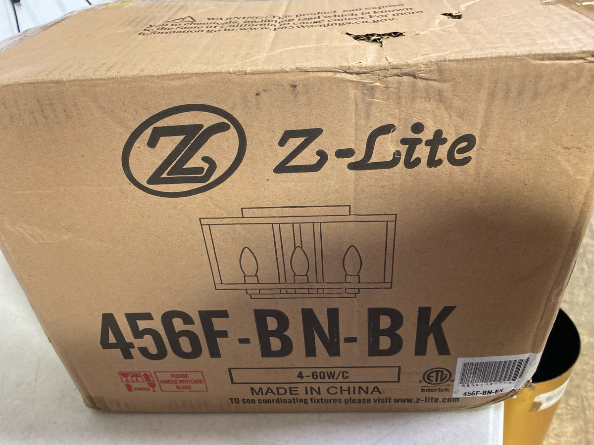Z-Lite Quadra - 4 Light Flush Mount in Linear Style - 13 Inches Wide by 8.5 Inches High-Brushed Nickel/Black Finish