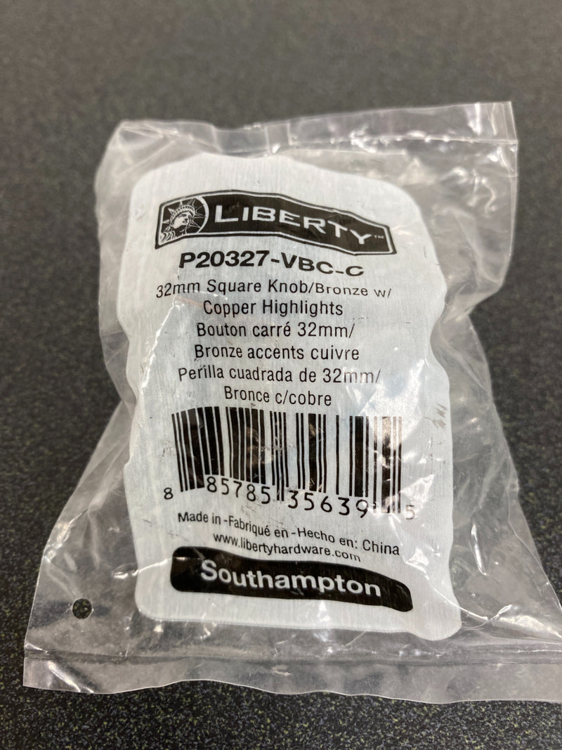 Liberty P20327-VBC-C Southampton 1-1/4 in. (32mm) Bronze with Copper Highlights Double Square Cabinet Knob