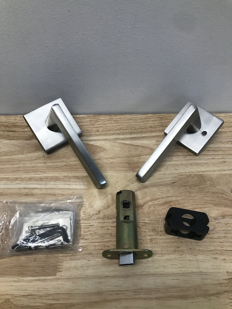 Emtek S100HLSS Helios Style Stainless Steel Passage Door Leverset from the Stainless Steel Modern Collection - Brushed Stainless Steel