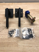 Emtek 5110HLOUS19LH Helios Left Handed Passage Door Lever Set with Square Rose - Flat Black