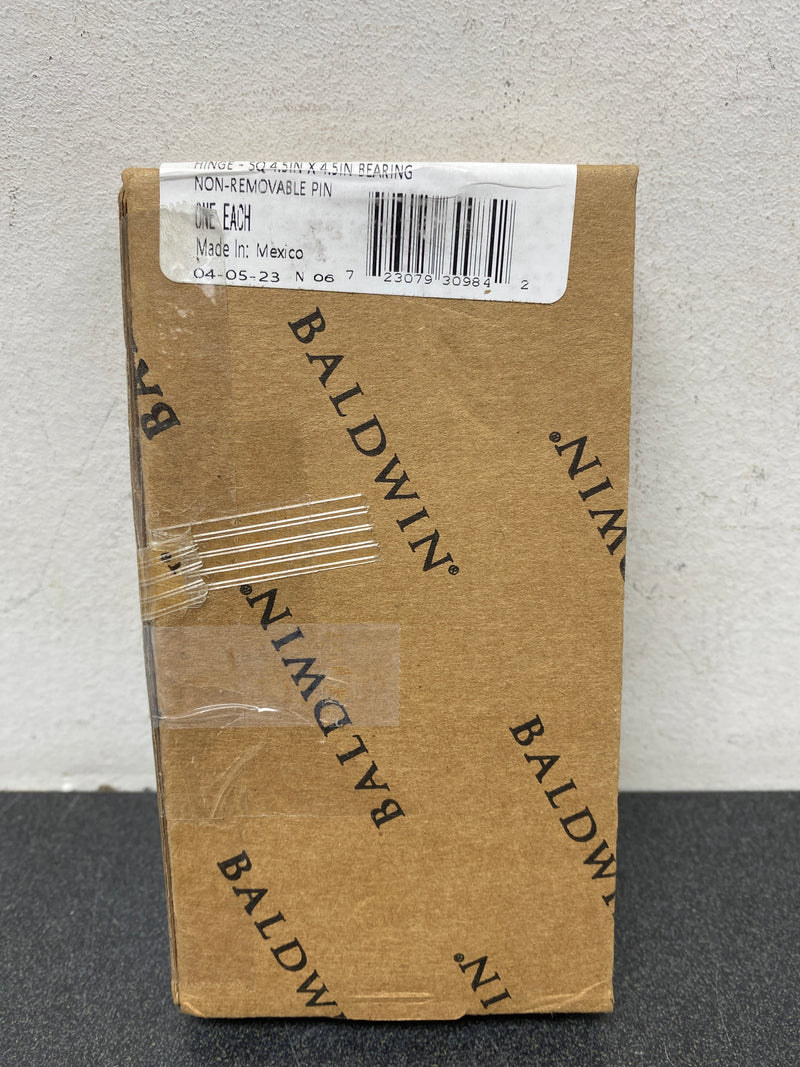 Baldwin 1046102INRP 4.5" x 4.5" Solid Brass Square Corner Ball Bearing Mortise Hinge - Single Hinge - Oil Rubbed Bronze